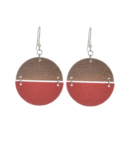 Half & Half -  Wood & Blood Red Leather